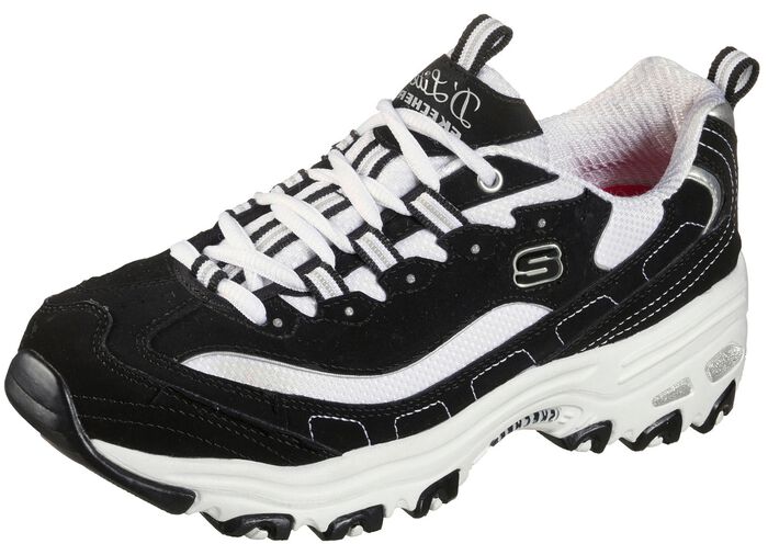 SKECHERS, sportliche Damen-Sneaker, mit herausnehmbarem Fu&szlig;bett SCHWARZ-WEISS