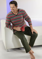 Schlafanzug mit V-Ausschnitt und Ringeldessin 