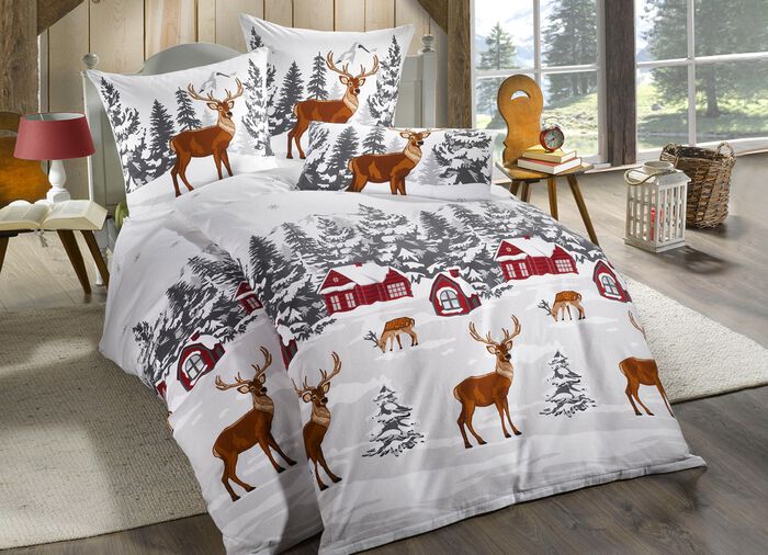 Bettw&auml;sche-Garnitur in Soft-Biber Qualit&auml;t 