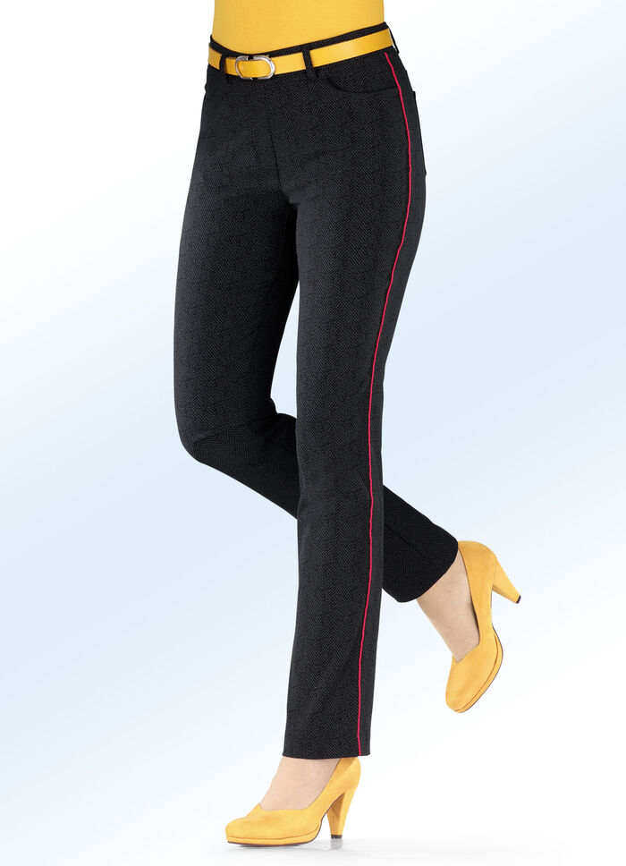 Hose in dezenter Fischgrat-Optik SCHWARZ-GRAFIT-ROT