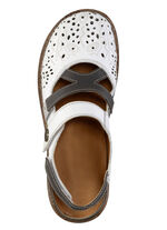 ELENA EDEN Slipper aus teilweise geprägtem Nappaleder WEISS-GRAU