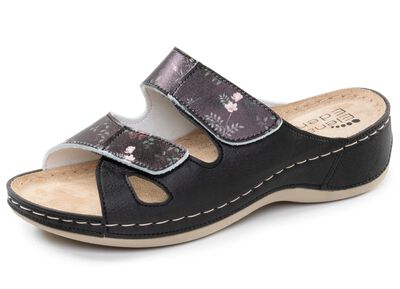 ELENA EDEN, klassische Damen-Pantoletten, Weite G, mit Klettverschluss 