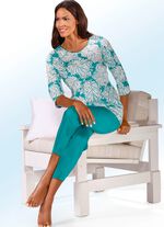 Schlafanzug mit Rundhals und 3/4-langen &Auml;rmeln 