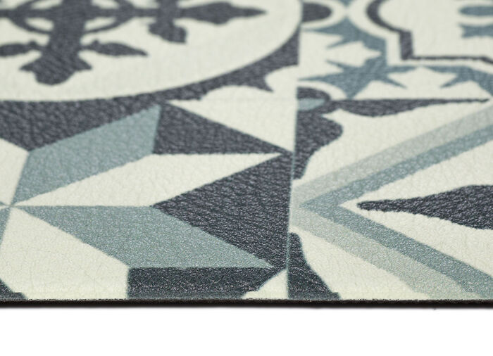 Strapazierf&auml;higer K&uuml;chenl&auml;ufer und -teppich im Fliesen-Design GRAU