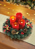 Adventskranz mit LED-Echtwachskerzen ROT