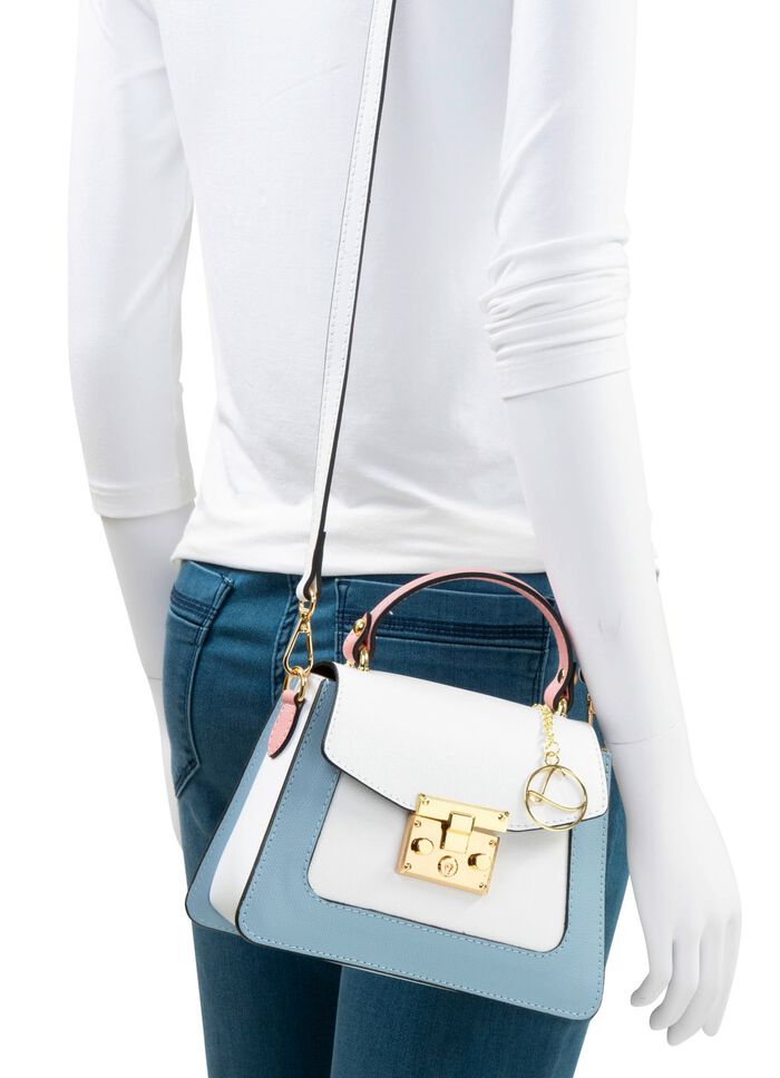 Laurina, Mini-Tasche, Damen, mit abnehmbarem Umh&auml;ngeriemen WEISS-BLAU-ROS&Eacute;