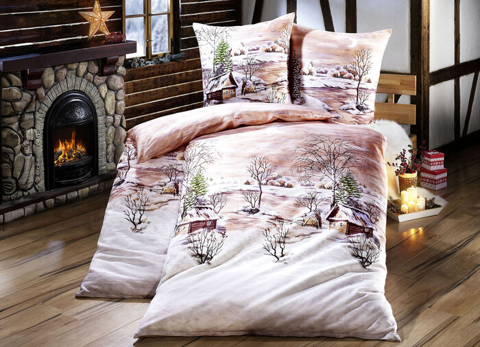 Bettwäsche in bügelleichter Biber-Qualität CREME