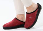 Atmungsaktive Damen-Hausschuhe, mit Schurwolle BORDEAUX-SCHWARZ