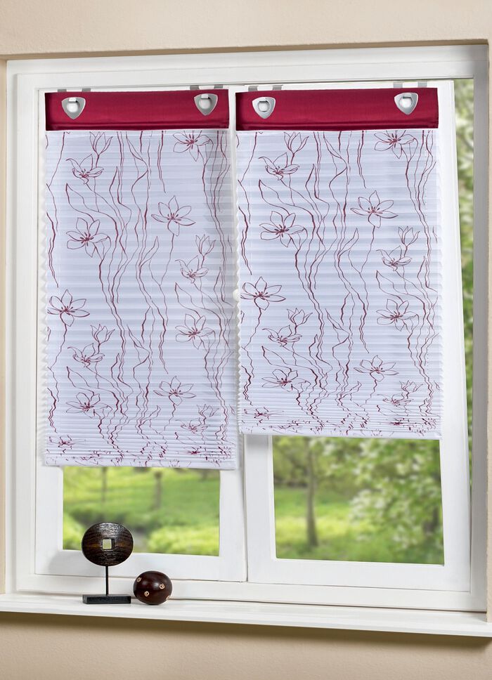 Plissee-Rollo f&uuml;r die einfache Montage WEISS-BORDEAUX