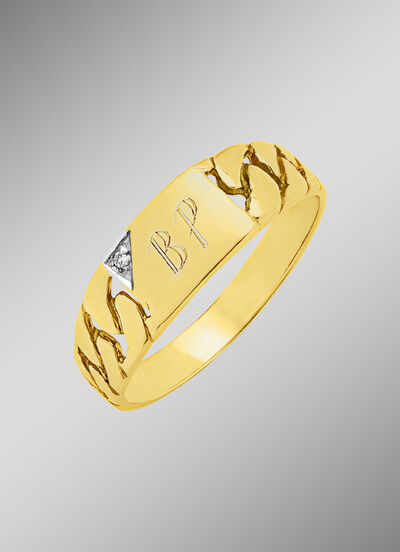 Herrenring mit Diamant, zur Gravur geeignet  Herrenring mit Diamant, zur Gravur geeignet