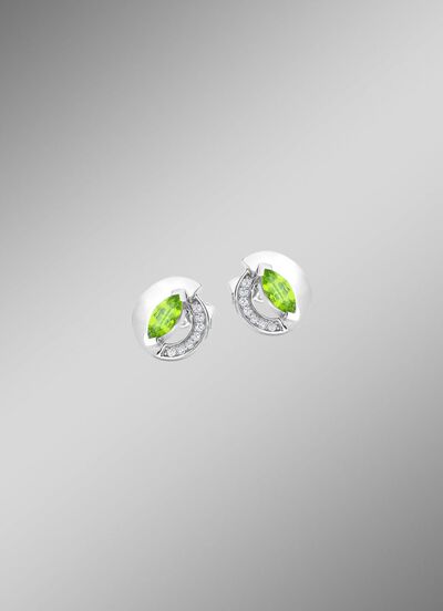 Ohrstecker mit echt Peridot und synth. Zirkonia 