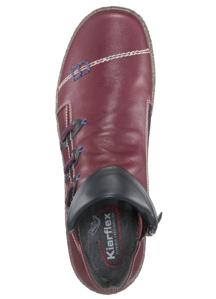 Bootie aus Nappaleder mit dekorativem Elastikeinsatz BURGUND-BLAU