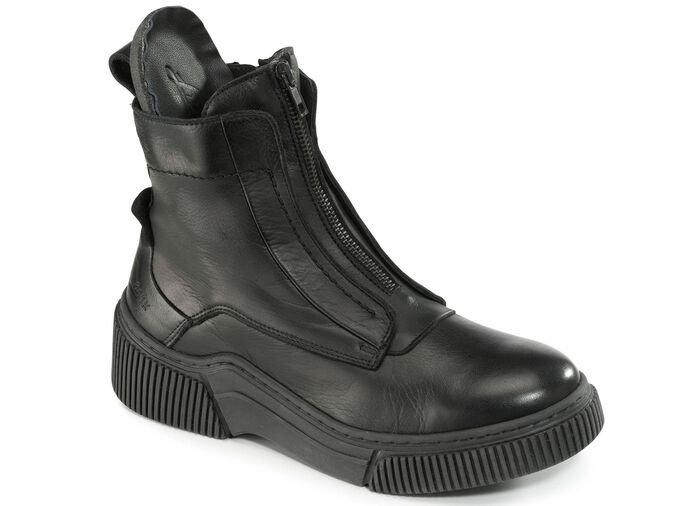 Libelle Bootie aus Nappaleder mit Zier-Rei&szlig;verschluss SCHWARZ