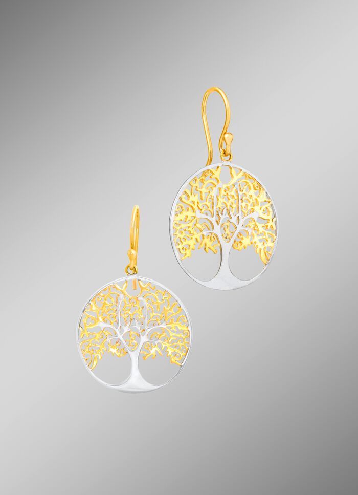 Lebensbaum-Ohrh&auml;nger aus Silber 