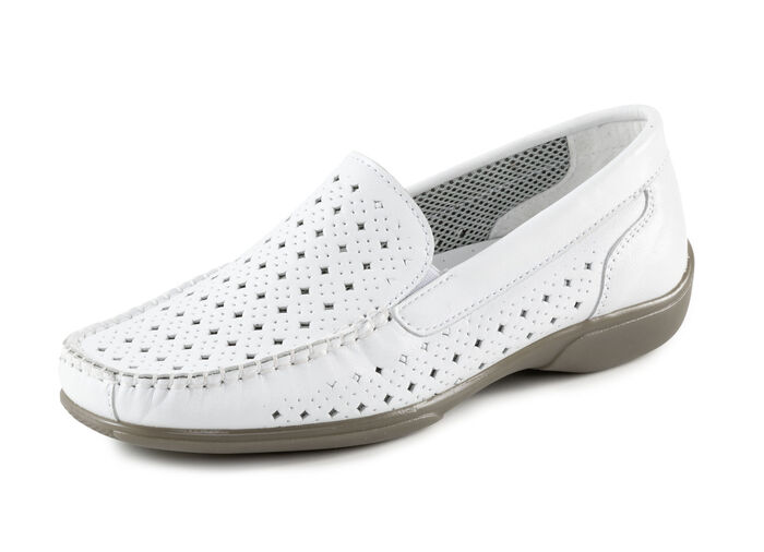 ELENA EDEN, sommerliche Damen-Slipper, Weite H, mit herausnehmbarem Fußbett WEISS