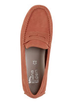 ELENA EDEN Mokassin-Slipper aus geschmeidigem Rind-Veloursleder ORANGE